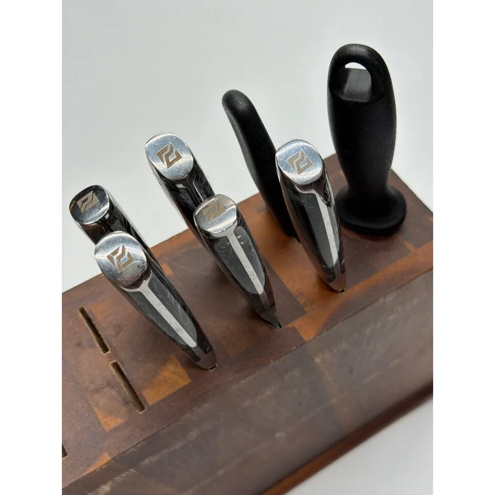 Piklohas 8 Piece Knife Set‎ with Wood Block Marbled Handles Steak Knives Shears